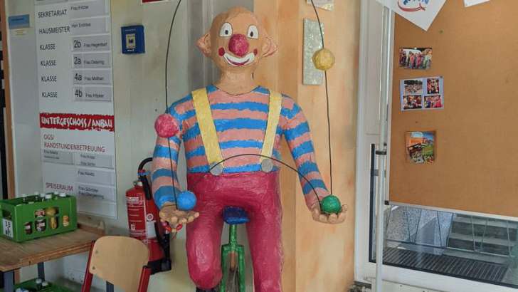 Clown, Schule, Spaß, Jonglage, Figur, Einrad, Grundschule, Kreativität,