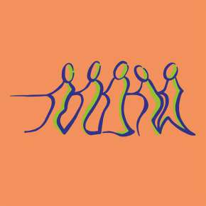 Symbolgrafik mit stilisierten Personen als Ausdruck von Zusammenhalt wir, zusammenhalt, gemeinschaft, team, menschenkette, vielfalt, zusammenarbeit